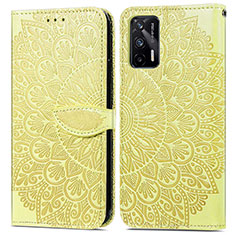 Funda de Cuero Cartera con Soporte Patron de Moda Carcasa S04D para Realme GT 5G Amarillo