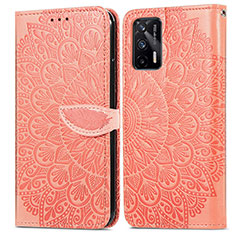 Funda de Cuero Cartera con Soporte Patron de Moda Carcasa S04D para Realme GT 5G Naranja