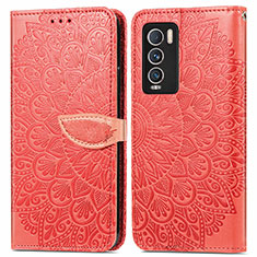 Funda de Cuero Cartera con Soporte Patron de Moda Carcasa S04D para Realme GT Master Explorer 5G Rojo