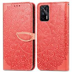 Funda de Cuero Cartera con Soporte Patron de Moda Carcasa S04D para Realme GT Neo 5G Rojo