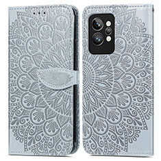 Funda de Cuero Cartera con Soporte Patron de Moda Carcasa S04D para Realme GT2 Pro 5G Gris