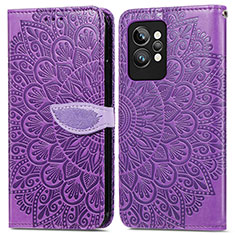 Funda de Cuero Cartera con Soporte Patron de Moda Carcasa S04D para Realme GT2 Pro 5G Morado