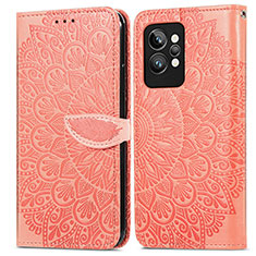 Funda de Cuero Cartera con Soporte Patron de Moda Carcasa S04D para Realme GT2 Pro 5G Naranja