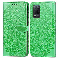 Funda de Cuero Cartera con Soporte Patron de Moda Carcasa S04D para Realme Narzo 30 5G Verde