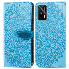 Funda de Cuero Cartera con Soporte Patron de Moda Carcasa S04D para Realme Q3 Pro 5G Azul