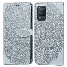 Funda de Cuero Cartera con Soporte Patron de Moda Carcasa S04D para Realme Q3i 5G Gris