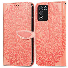 Funda de Cuero Cartera con Soporte Patron de Moda Carcasa S04D para Realme Q3s 5G Naranja