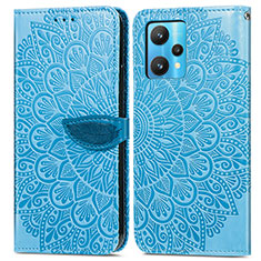 Funda de Cuero Cartera con Soporte Patron de Moda Carcasa S04D para Realme V25 5G Azul