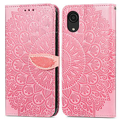 Funda de Cuero Cartera con Soporte Patron de Moda Carcasa S04D para Samsung Galaxy A03 Core Oro Rosa