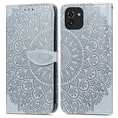 Funda de Cuero Cartera con Soporte Patron de Moda Carcasa S04D para Samsung Galaxy A03 Gris