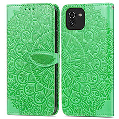 Funda de Cuero Cartera con Soporte Patron de Moda Carcasa S04D para Samsung Galaxy A03 Verde