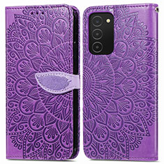 Funda de Cuero Cartera con Soporte Patron de Moda Carcasa S04D para Samsung Galaxy A03s Morado