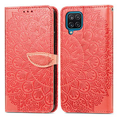 Funda de Cuero Cartera con Soporte Patron de Moda Carcasa S04D para Samsung Galaxy A22 4G Rojo