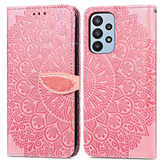 Funda de Cuero Cartera con Soporte Patron de Moda Carcasa S04D para Samsung Galaxy A23 4G Oro Rosa