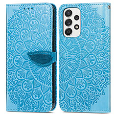 Funda de Cuero Cartera con Soporte Patron de Moda Carcasa S04D para Samsung Galaxy A33 5G Azul