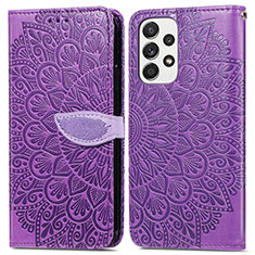 Funda de Cuero Cartera con Soporte Patron de Moda Carcasa S04D para Samsung Galaxy A33 5G Morado