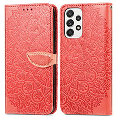 Funda de Cuero Cartera con Soporte Patron de Moda Carcasa S04D para Samsung Galaxy A33 5G Rojo