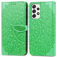 Funda de Cuero Cartera con Soporte Patron de Moda Carcasa S04D para Samsung Galaxy A33 5G Verde