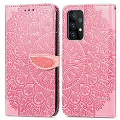 Funda de Cuero Cartera con Soporte Patron de Moda Carcasa S04D para Samsung Galaxy A52 5G Oro Rosa