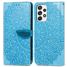 Funda de Cuero Cartera con Soporte Patron de Moda Carcasa S04D para Samsung Galaxy A53 5G Azul