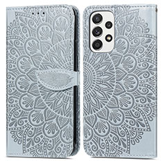 Funda de Cuero Cartera con Soporte Patron de Moda Carcasa S04D para Samsung Galaxy A53 5G Gris