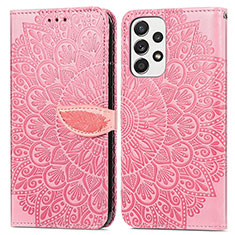 Funda de Cuero Cartera con Soporte Patron de Moda Carcasa S04D para Samsung Galaxy A53 5G Oro Rosa