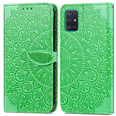 Funda de Cuero Cartera con Soporte Patron de Moda Carcasa S04D para Samsung Galaxy A71 5G Verde