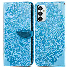 Funda de Cuero Cartera con Soporte Patron de Moda Carcasa S04D para Samsung Galaxy F23 5G Azul