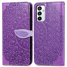 Funda de Cuero Cartera con Soporte Patron de Moda Carcasa S04D para Samsung Galaxy F23 5G Morado