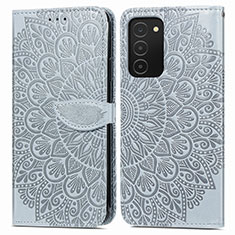 Funda de Cuero Cartera con Soporte Patron de Moda Carcasa S04D para Samsung Galaxy M02s Gris