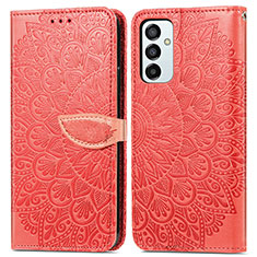 Funda de Cuero Cartera con Soporte Patron de Moda Carcasa S04D para Samsung Galaxy M23 5G Rojo