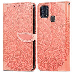 Funda de Cuero Cartera con Soporte Patron de Moda Carcasa S04D para Samsung Galaxy M31 Naranja