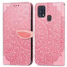 Funda de Cuero Cartera con Soporte Patron de Moda Carcasa S04D para Samsung Galaxy M31 Oro Rosa