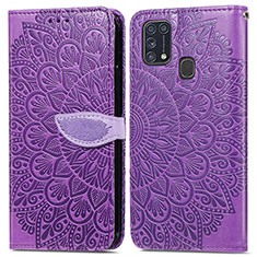 Funda de Cuero Cartera con Soporte Patron de Moda Carcasa S04D para Samsung Galaxy M31 Prime Edition Morado