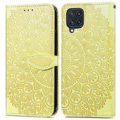 Funda de Cuero Cartera con Soporte Patron de Moda Carcasa S04D para Samsung Galaxy M32 4G Amarillo