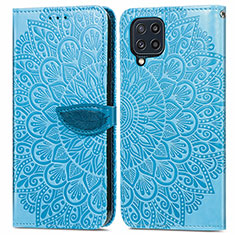 Funda de Cuero Cartera con Soporte Patron de Moda Carcasa S04D para Samsung Galaxy M32 4G Azul