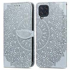 Funda de Cuero Cartera con Soporte Patron de Moda Carcasa S04D para Samsung Galaxy M32 4G Gris