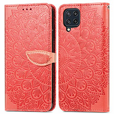 Funda de Cuero Cartera con Soporte Patron de Moda Carcasa S04D para Samsung Galaxy M32 4G Rojo