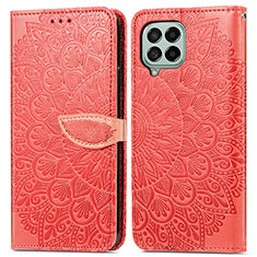 Funda de Cuero Cartera con Soporte Patron de Moda Carcasa S04D para Samsung Galaxy M53 5G Rojo