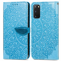 Funda de Cuero Cartera con Soporte Patron de Moda Carcasa S04D para Samsung Galaxy S20 5G Azul