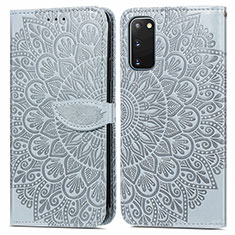 Funda de Cuero Cartera con Soporte Patron de Moda Carcasa S04D para Samsung Galaxy S20 5G Gris