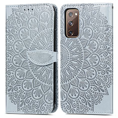 Funda de Cuero Cartera con Soporte Patron de Moda Carcasa S04D para Samsung Galaxy S20 Lite 5G Gris