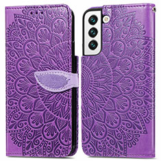 Funda de Cuero Cartera con Soporte Patron de Moda Carcasa S04D para Samsung Galaxy S21 5G Morado