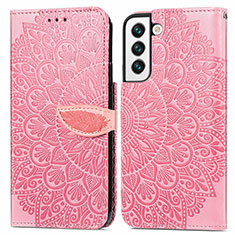 Funda de Cuero Cartera con Soporte Patron de Moda Carcasa S04D para Samsung Galaxy S21 5G Oro Rosa