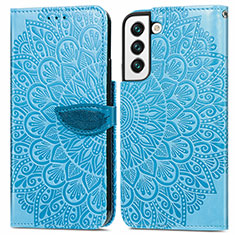 Funda de Cuero Cartera con Soporte Patron de Moda Carcasa S04D para Samsung Galaxy S21 FE 5G Azul