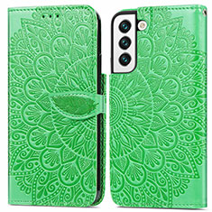 Funda de Cuero Cartera con Soporte Patron de Moda Carcasa S04D para Samsung Galaxy S21 FE 5G Verde