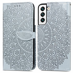 Funda de Cuero Cartera con Soporte Patron de Moda Carcasa S04D para Samsung Galaxy S22 5G Gris