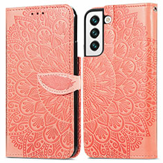 Funda de Cuero Cartera con Soporte Patron de Moda Carcasa S04D para Samsung Galaxy S23 5G Naranja