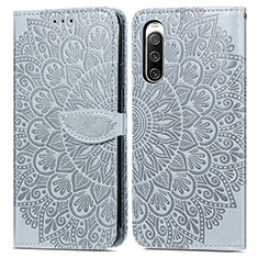 Funda de Cuero Cartera con Soporte Patron de Moda Carcasa S04D para Sony Xperia 10 IV SO-52C Gris