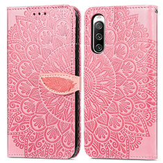 Funda de Cuero Cartera con Soporte Patron de Moda Carcasa S04D para Sony Xperia 10 IV SO-52C Oro Rosa